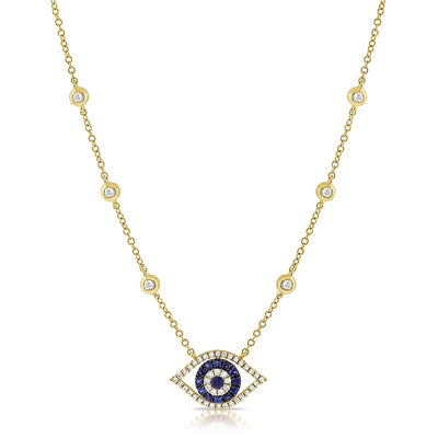 Private Label Evil Eye Sapphire and Diamond Necklace - Private Label product