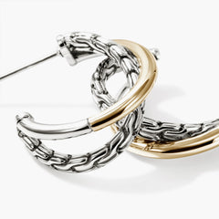 John Hardy Essentials Two-Tone Crossover Earrings - 20.5mm