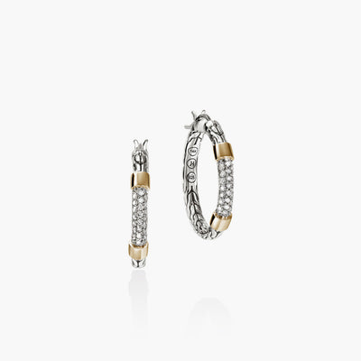 John Hardy Essential Two-Tone Pave Hoop Earrings - John Hardy product