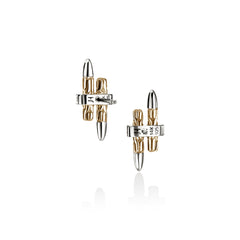 John Hardy Spear Silver and Gold Diamond Pavé Stud Earrings