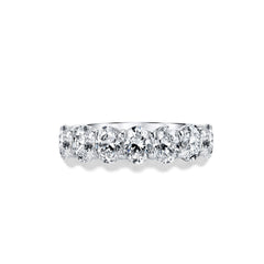 Private Label Seven Oval Diamonds Basket Set Platinum Half Eternity Band