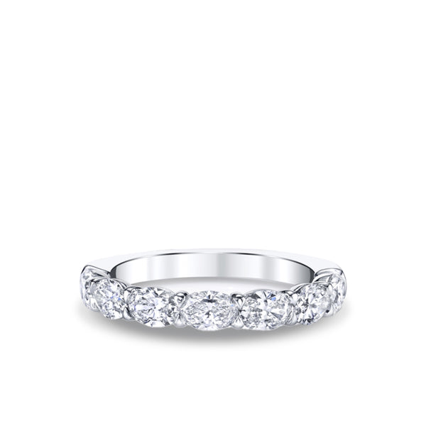 Private Label Diamond Horizontal-Set Oval Half White Gold Eternity Band