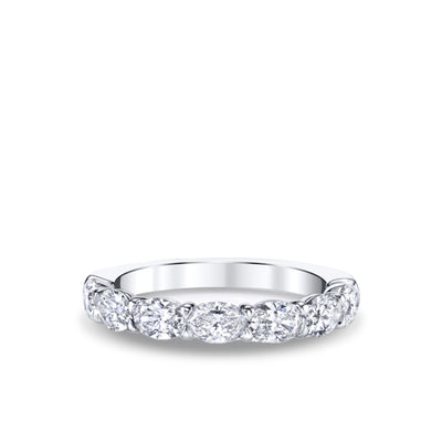 Private Label Diamond Horizontal-Set Oval Half White Gold Eternity Band - Private Label product