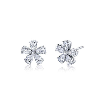 1.93 Carat Pear Shaped Diamond Flower Earrings - Private Label product