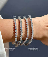 7 Carat Floating Diamond Tennis Bracelet in 14k White Gold