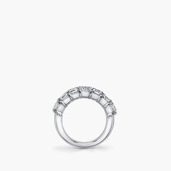 Five stone radiant diamond shared prong band side profile
