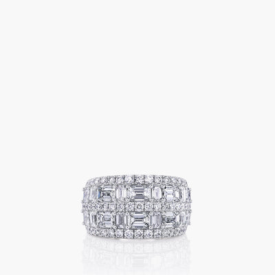 5-Row Platinum Alternating Emerald-Cut Band - Private Label product