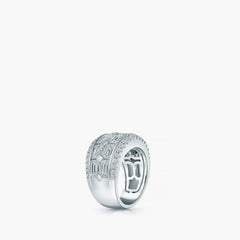 Four-row east-west emerald band in platinum side profile