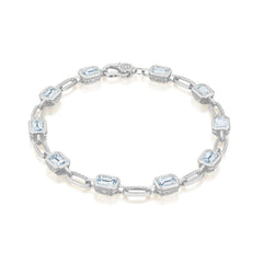 Tacori Allure Blue Topaz Emerald Cut Link Bracelet