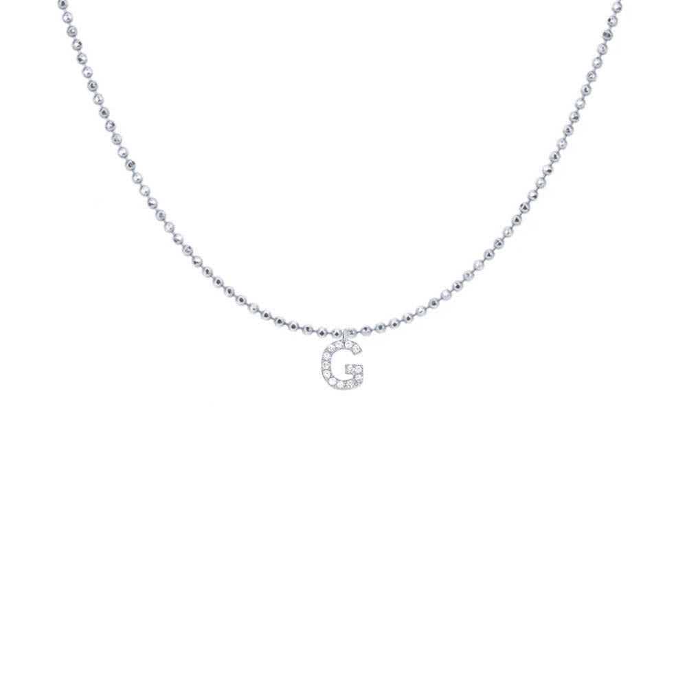 EF Collection Diamond Initial Charm in White gold