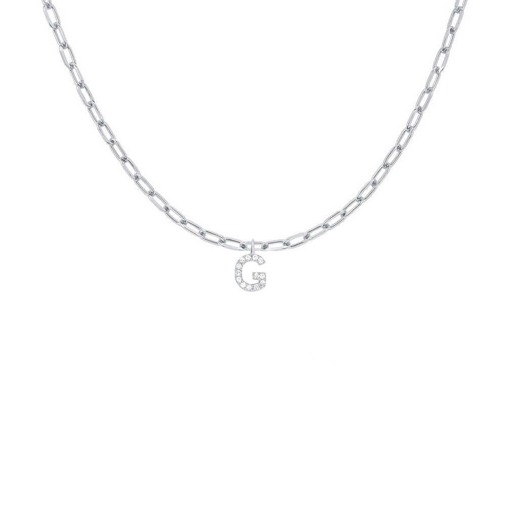 EF Collection Diamond Initial Charm in White gold