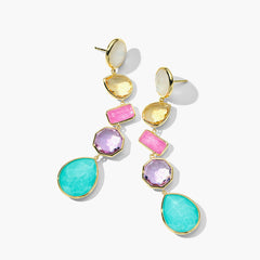 Ippolita Rock Candy Large 5-Stone Summer Rainbow Linear Post Earrings in 18K Yellow Gold