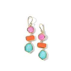 Ippolita Rock Candy 3-Stone Summer Rainbow Drop Earrings in 18K Yellow Gold