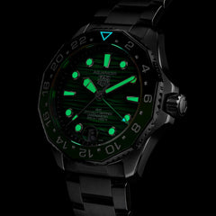 TAG Heuer Aquaracer Professional 300 GMT Green Dial Steel Bracelet - 42mm