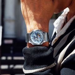 G-Shock G-Steel Sky Blue Dial Watch with Stainless Steel Strap