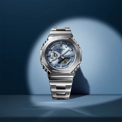 G-Shock G-Steel Sky Blue Dial Watch with Stainless Steel Strap