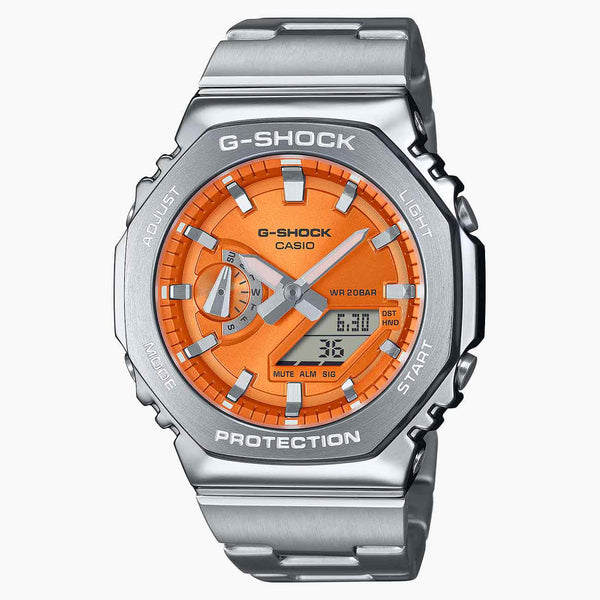 G-Shock G-Steel Orange Dial Watch with Stainless Steel Strap