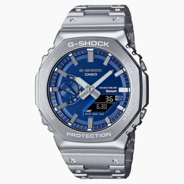 G-Shock Full Metal Navy Blue Dial Watch with Stainless Steel Strap