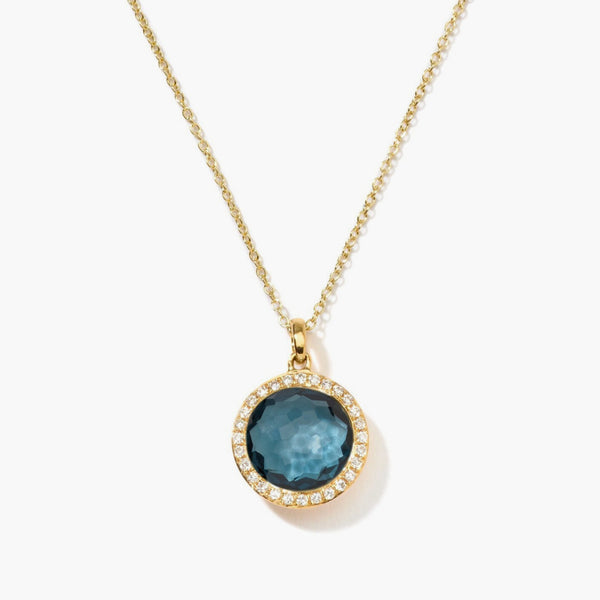 Ippolita Lollipop Small Blue Topaz Pendant Necklace with Diamonds in Yellow Gold
