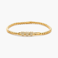 Hulchi Belluni Tresore Gold Diamond Heart Stretch Bracelet