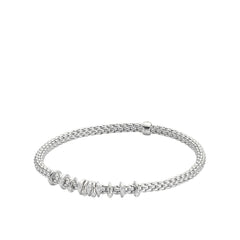 Fope Prima White Gold Dew Drop Floating Diamond Rondel Station Bracelet