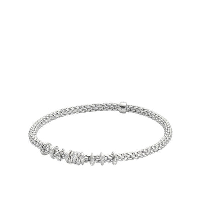 Fope Prima White Gold Dew Drop Floating Diamond Rondel Station Bracelet - Fope product