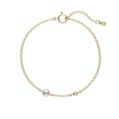 Mikimoto Single Akoya Pearl Yellow Gold and Diamond Bracelet - Mikimoto product