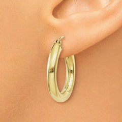 Chunky Gold 4mm Wide Hoop Earrings - 25mm