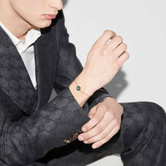 Gucci Interlocking G Chain Bracelet in Green Agate