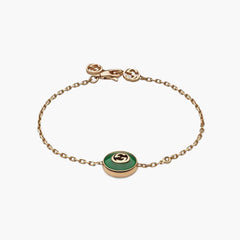 Gucci Interlocking G Chain Bracelet in Green Agate