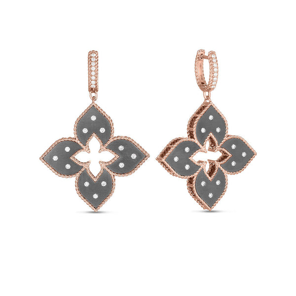 Roberto Coin Venetian Princess Collection Grey Titanium and Gold Earring with Diamonds