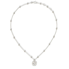 Gucci Interlocking Silver Station Flower Chain Necklace