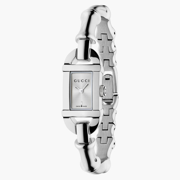 Gucci Bamboo small 22x17mm watch with white index dial, front view