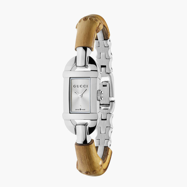 Gucci Bamboo White Dial Bangle Watch - 22mm