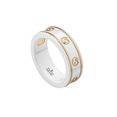 Gucci Icon Interlocking G White and Gold Ring