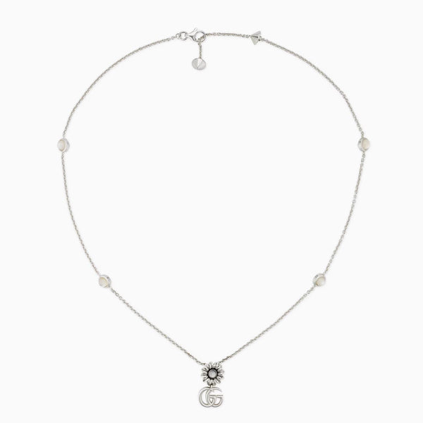 Gucci GG Marmont Flower Mother-of-Pearl Necklace