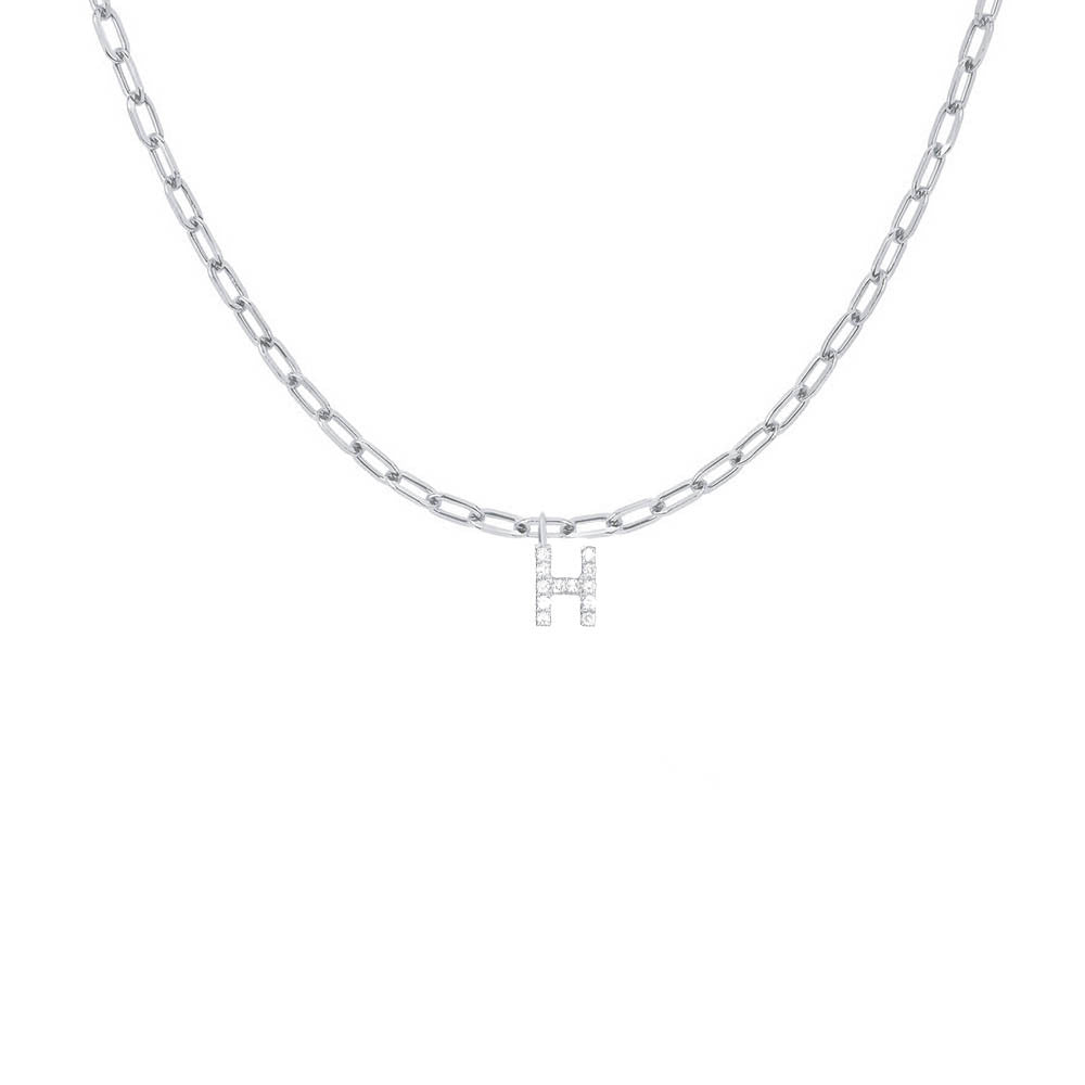EF Collection Diamond Initial Charm in White gold