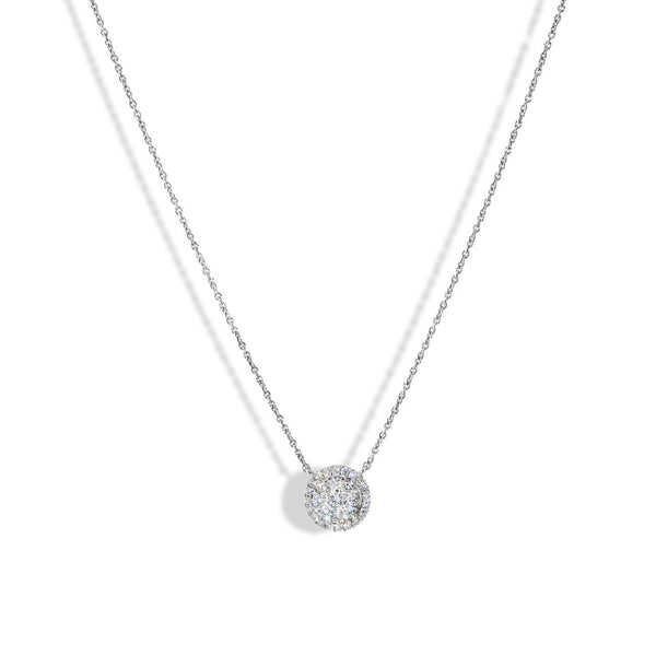 .50 Carat Halo Illusion Diamond Necklace in 14k White Gold