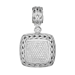 John Hardy Classic Chain Pave Diamond Square Silver Pendant