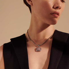 John Hardy Classic Chain Pave Diamond Square Silver Pendant