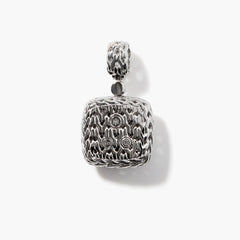 John Hardy Essentials Silver Medium Square Black Sapphire Pendant