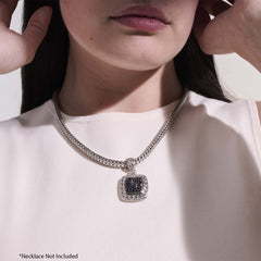 John Hardy Essentials Silver Medium Square Black Sapphire Pendant