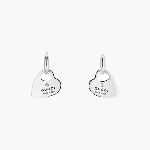 Gucci Trademark Dangle Heart Hoop Earrings