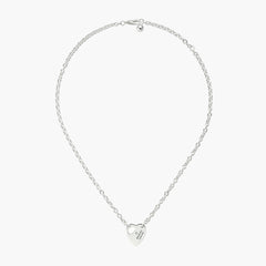Gucci Trademark Sterling Silver Adjustable Heart Necklace - 15.7-17.7"