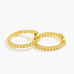 Yellow Diamond In and Out Hoop Earrings