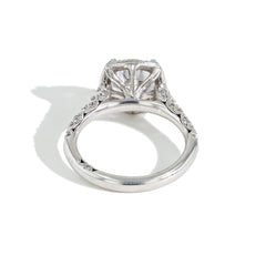 Tacori Petite Crescent Cathedral Cushion Bloom Engagement Ring in Platinum
