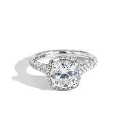Tacori Petite Crescent Cathedral Cushion Bloom Engagement Ring