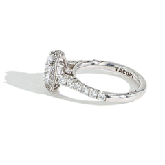 Tacori Petite Crescent Cathedral Cushion Bloom Engagement Ring in Platinum