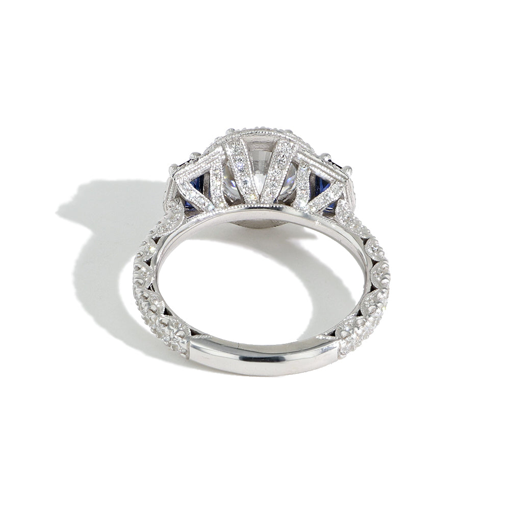 Tacori RoyalT Oval Triple Bloom with Sapphire Side Stones