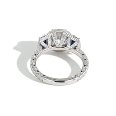 Tacori RoyalT Round Triple Bloom with Sapphire Side Stones